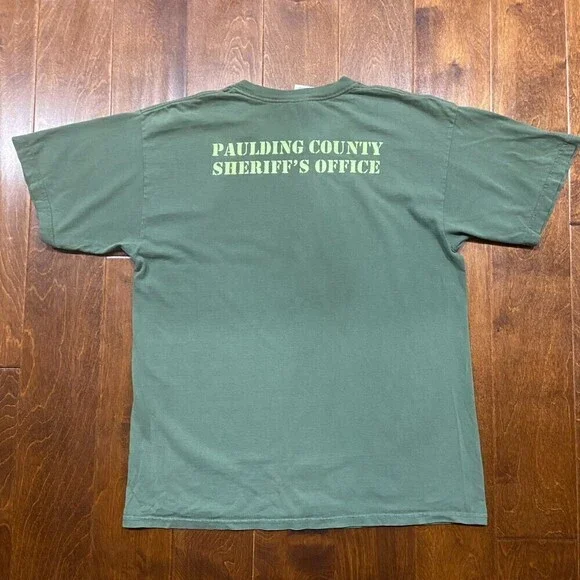 Gildan DARE Drug Program Georgia Sheriff Office Dog Tag Army Green Tee Large - Picture 4 of 7